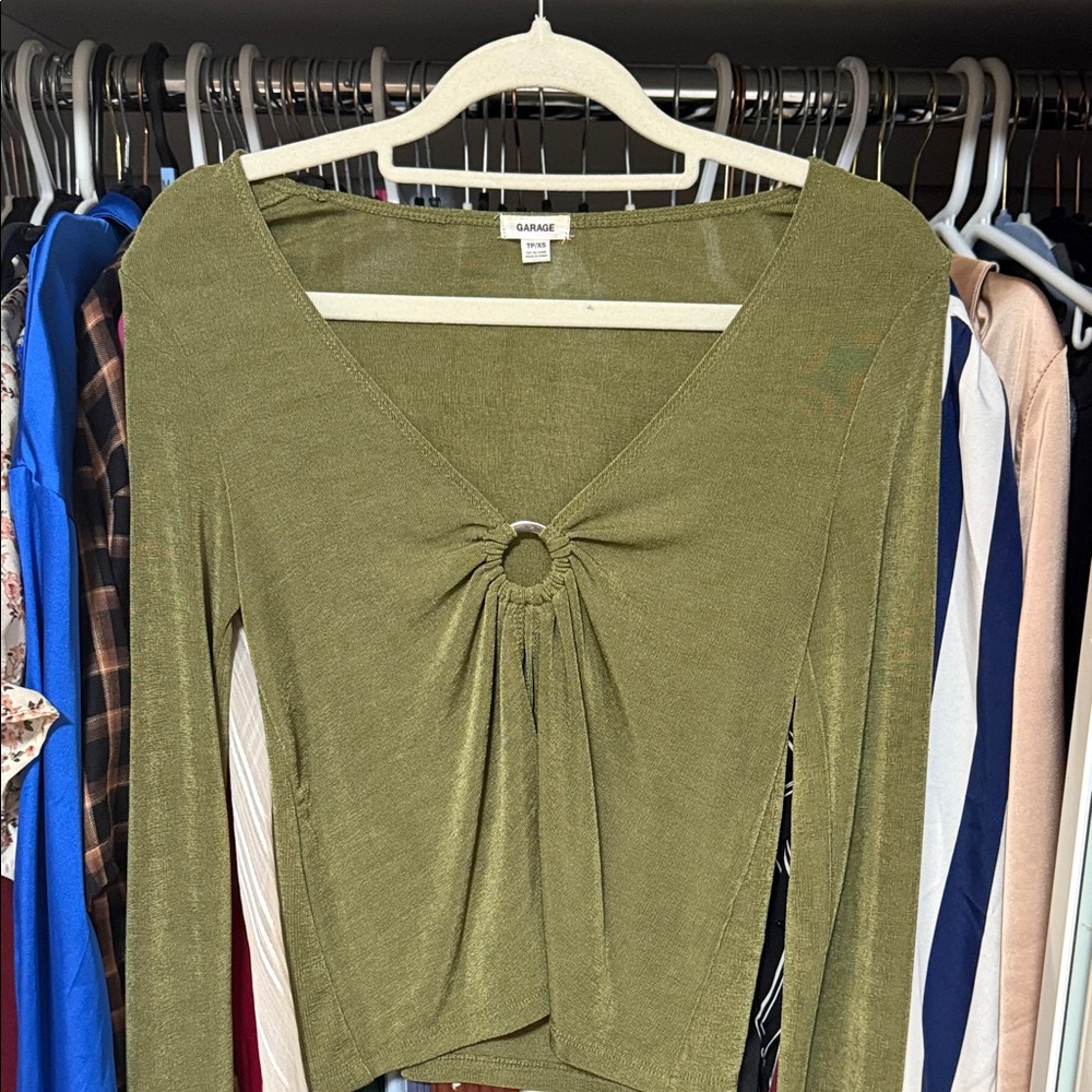 Garage Khaki Green Long Sleeve Top
